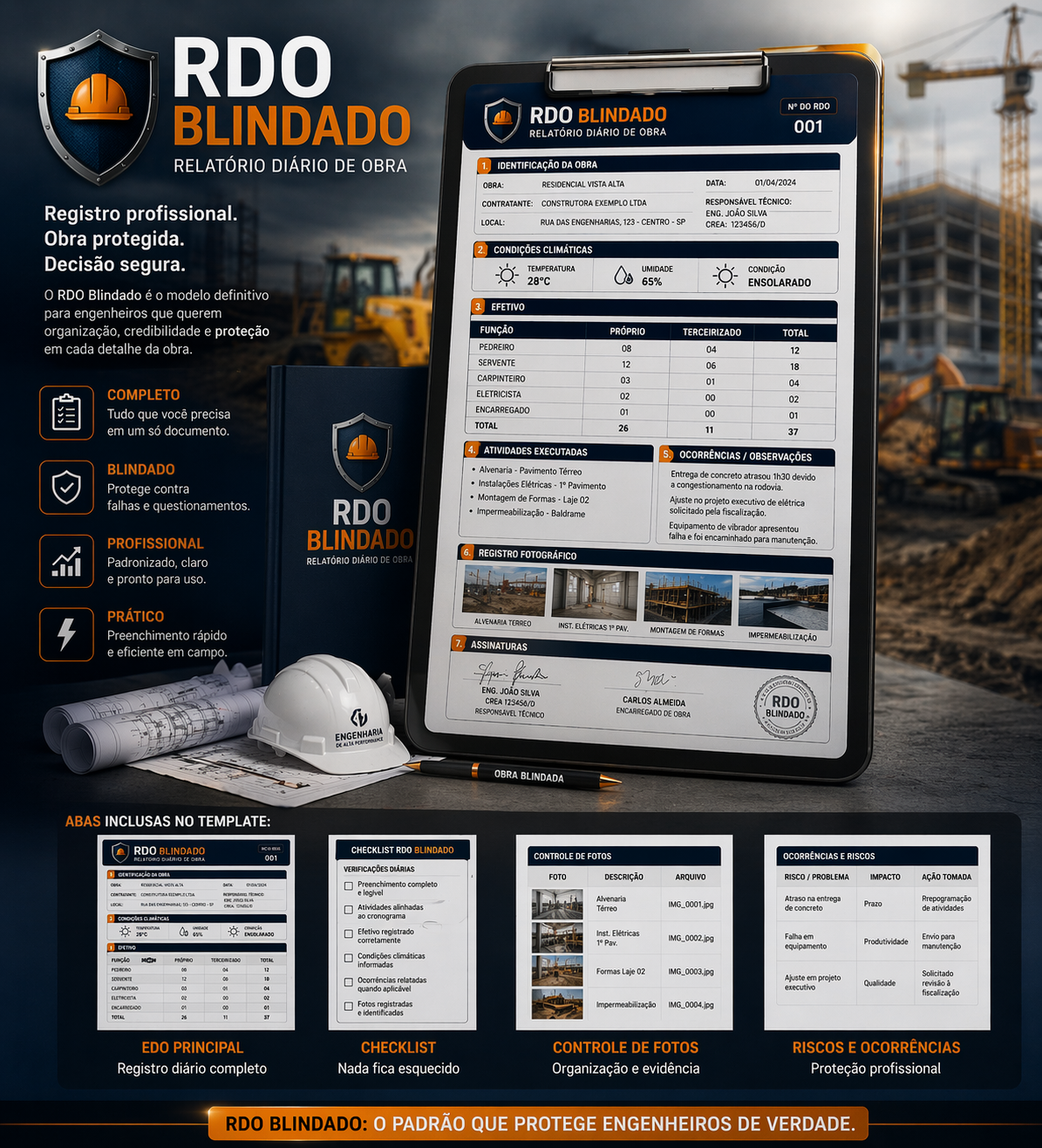 RDO Blindado, template completo para engenheiros de canteiro